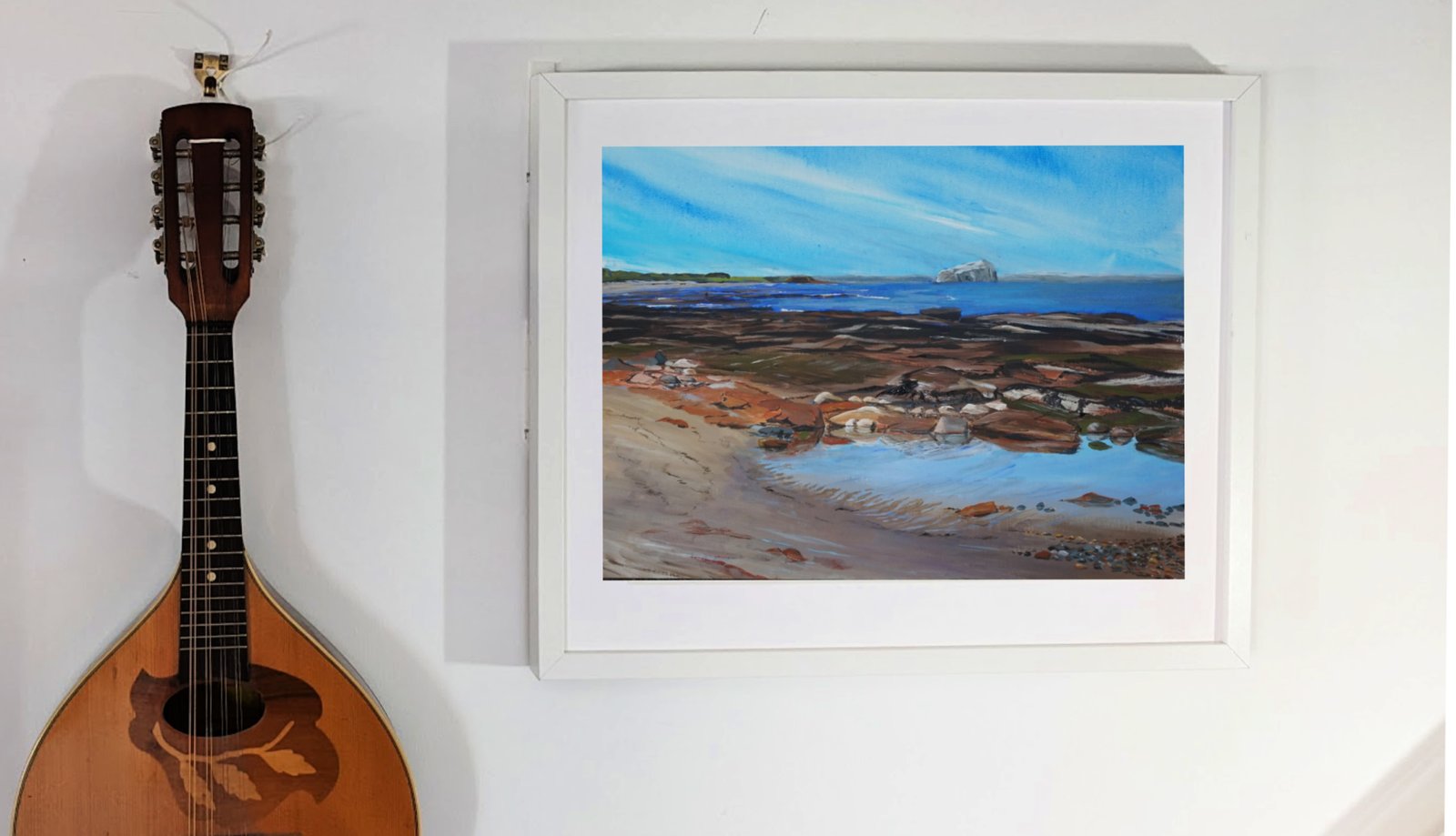 Bass Rock from St Baldred's Cradle. Framed fine art giclee print - ready to hang. FREE P&P IN UK