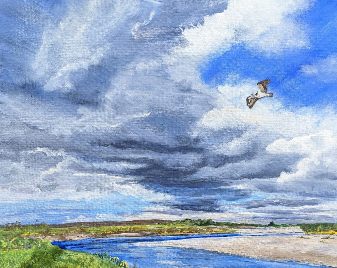 River Spey near Spey Bay, Moray. Framed fine art giclee print, ready to hang. FREE P&P in UK