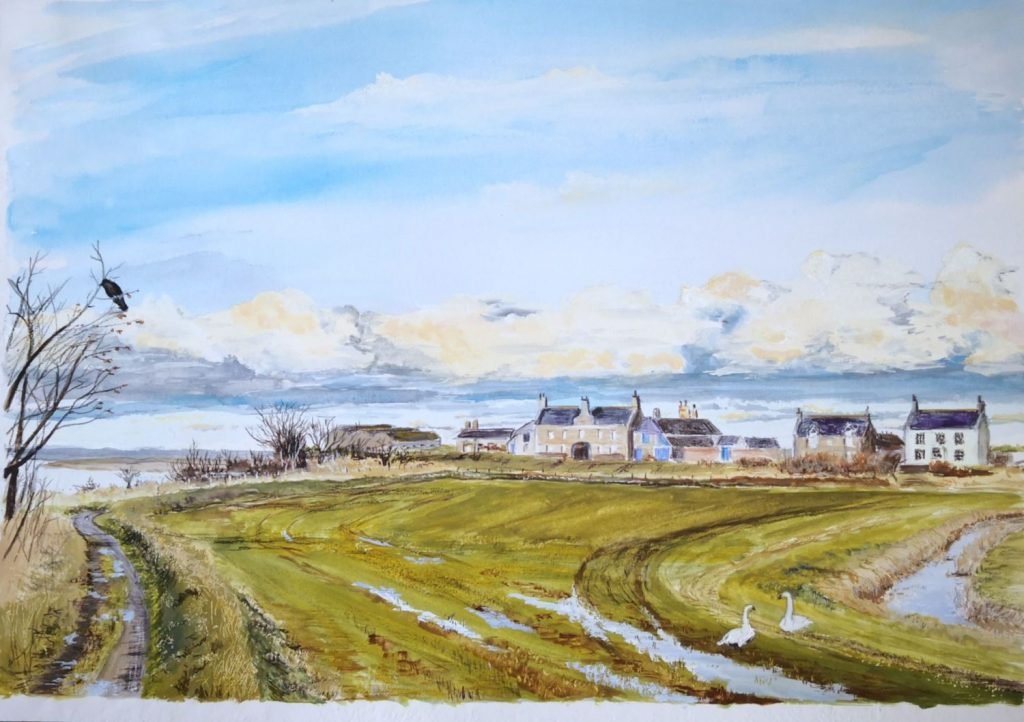 Paintings around Spey Bay, this time looking towards the estuary