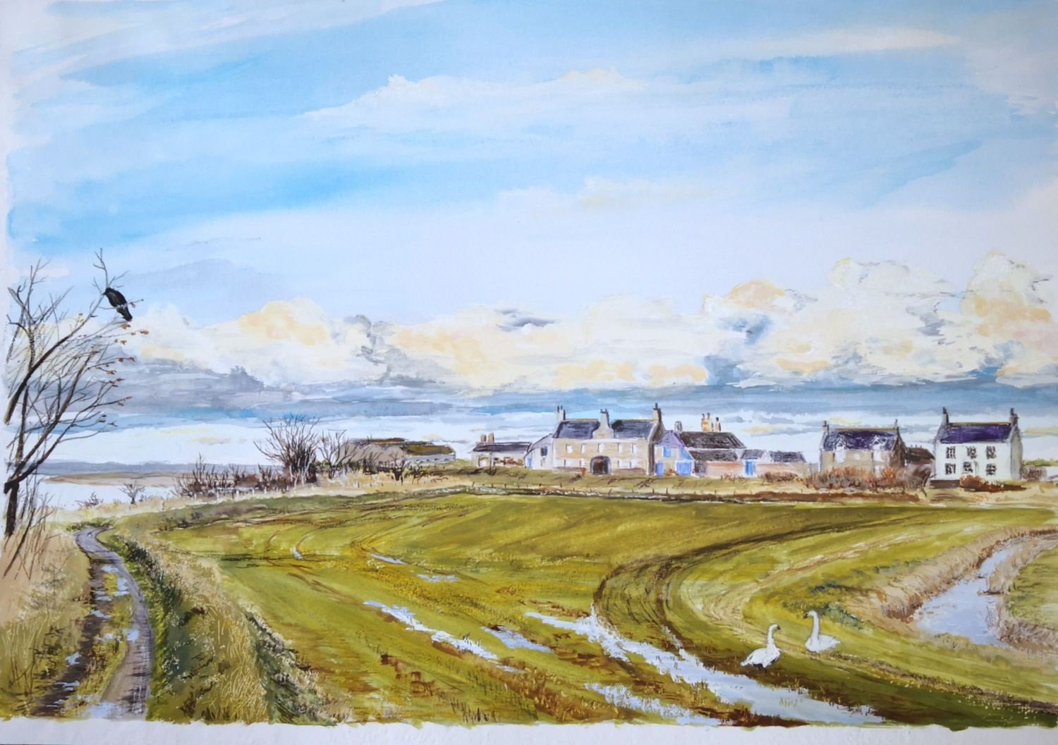 Spey Bay in winter. Framed fine art giclee print - ready to hang. FREE P&P IN UK