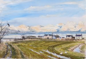 Spey Bay in winter.  Framed fine art giclee print, ready to hang. FREE P&P in UK
